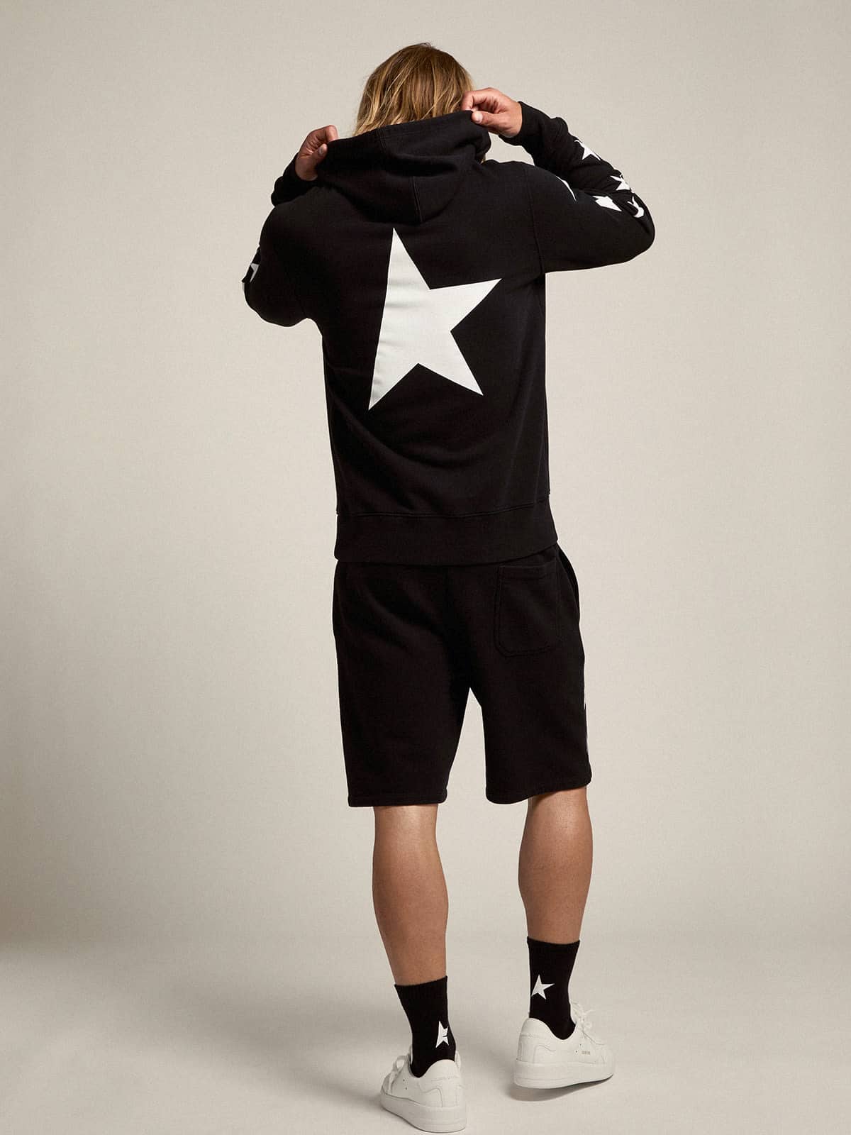 Black Alighiero Star Collection sweatshirt with contrasting white stars - Golden Goose Men