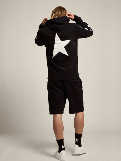 Black Alighiero Star Collection sweatshirt with contrasting white stars - Golden Goose Men