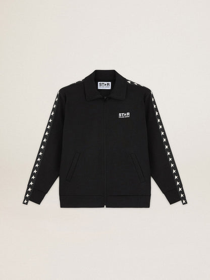 Men's black zipped sweatshirt with white stars - Golden Goose Men