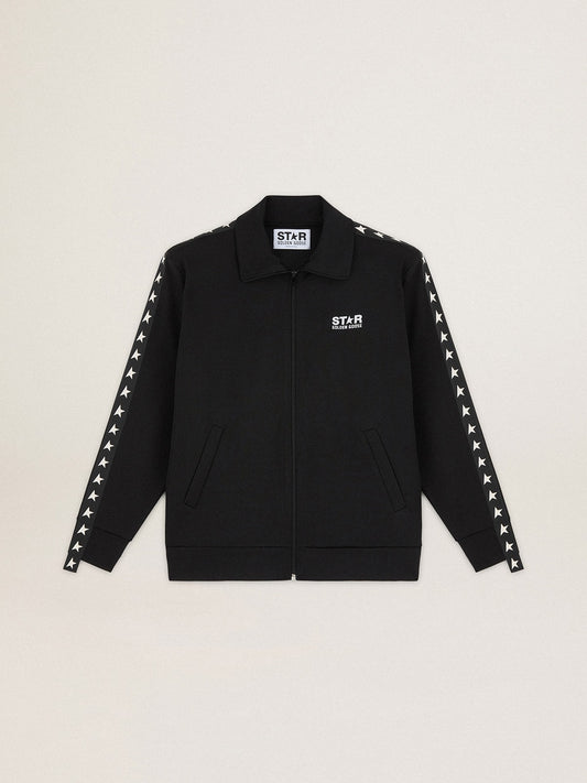 Men's black zipped sweatshirt with white stars - Golden Goose Men