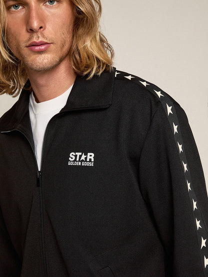 Men's black zipped sweatshirt with white stars - Golden Goose Men