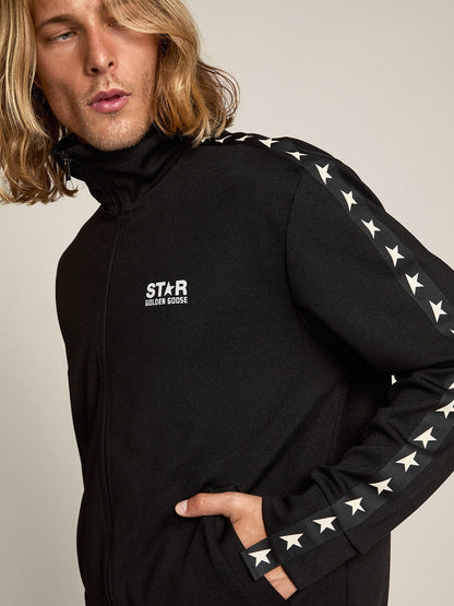 Men's black zipped sweatshirt with white stars - Golden Goose Men