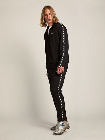 Men's black zipped sweatshirt with white stars - Golden Goose Men