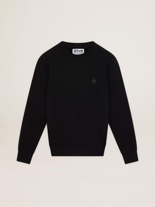 Black Archibald Star Collection sweatshirt with tone-on-tone star on the front - Golden Goose Men