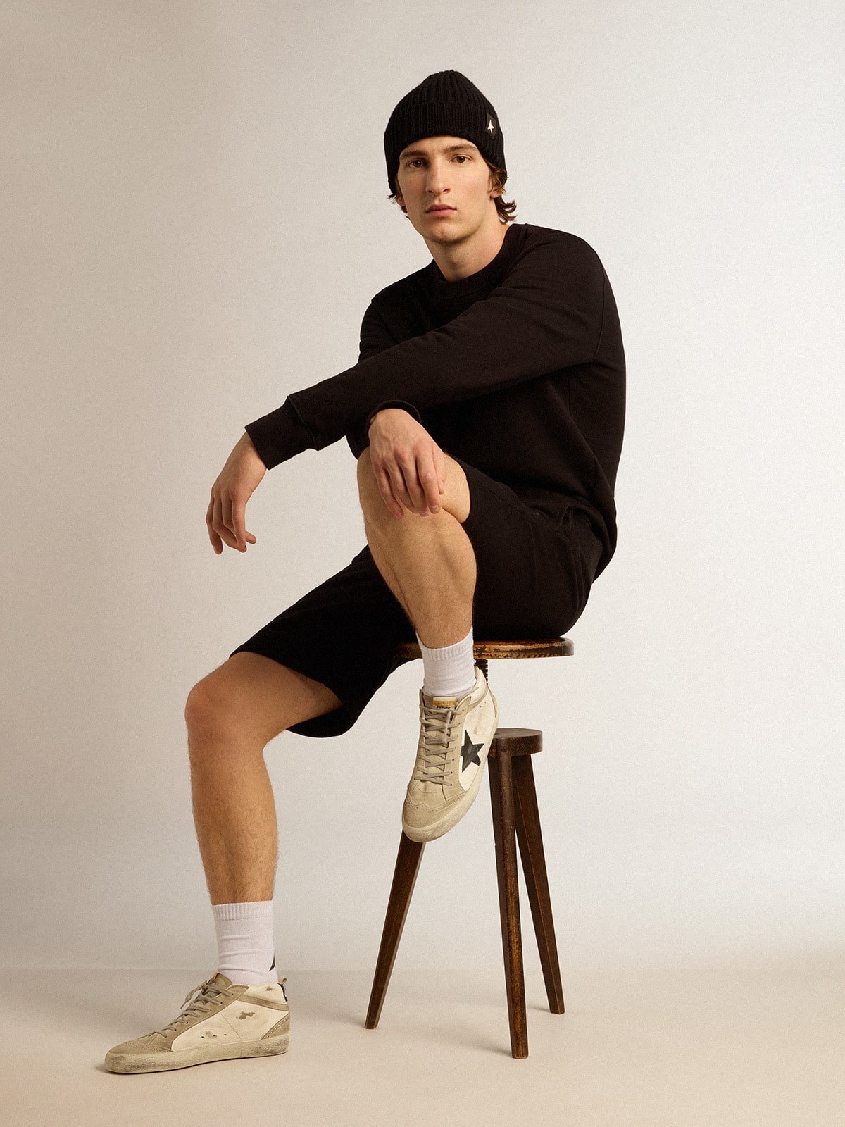 Black Archibald Star Collection sweatshirt with tone-on-tone star on the front - Golden Goose Men