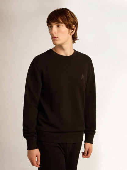 Black Archibald Star Collection sweatshirt with tone-on-tone star on the front - Golden Goose Men