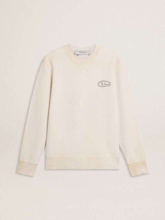Men's sweatshirt in worn white with print - Golden Goose Men