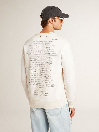 Men's sweatshirt in worn white with print - Golden Goose Men
