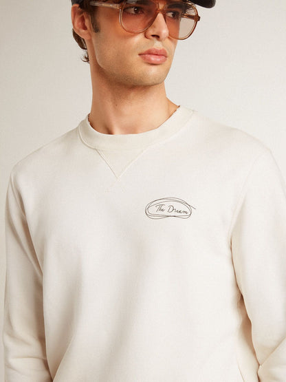 Men's sweatshirt in worn white with print - Golden Goose Men