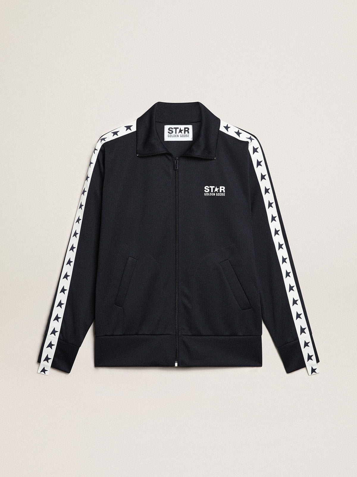 Dark blue sweatshirt with white strip and contrasting blue stars - Golden Goose Men