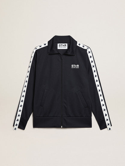 Dark blue sweatshirt with white strip and contrasting blue stars - Golden Goose Men