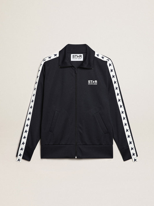 Dark blue sweatshirt with white strip and contrasting blue stars - Golden Goose Men