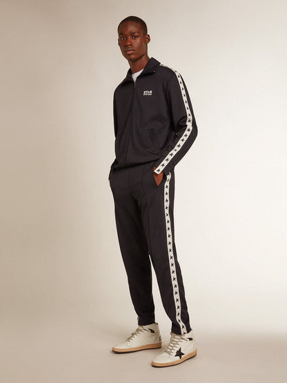 Dark blue sweatshirt with white strip and contrasting blue stars - Golden Goose Men