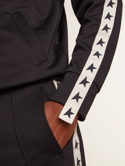 Dark blue sweatshirt with white strip and contrasting blue stars - Golden Goose Men