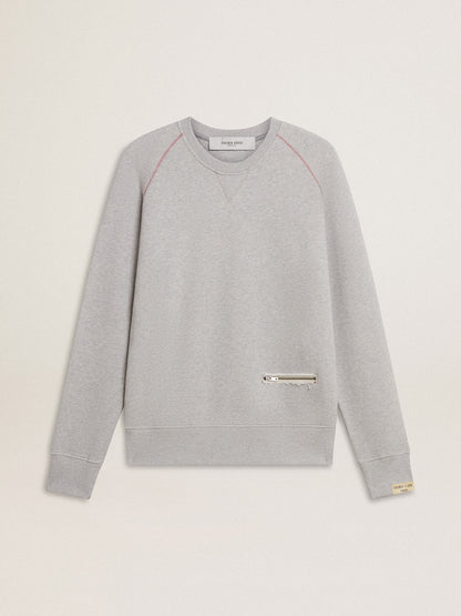 Men’s gray round neck sweatshirt with contrast stitching - Golden Goose Men