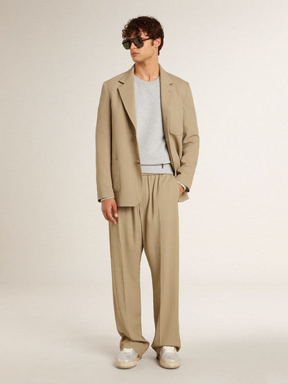 Men’s gray round neck sweatshirt with contrast stitching - Golden Goose Men
