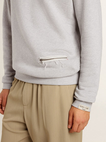 Men’s gray round neck sweatshirt with contrast stitching - Golden Goose Men
