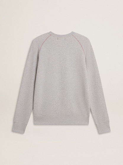 Men’s gray round neck sweatshirt with contrast stitching - Golden Goose Men