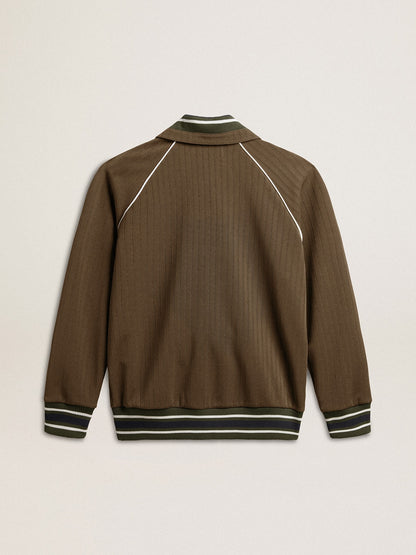 Men’s military green zipped sweatshirt with white logo - Golden Goose Men