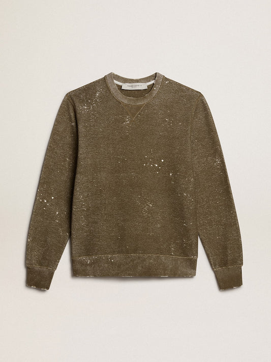 Vintage-effect beech-colored cotton sweatshirt - Golden Goose Men