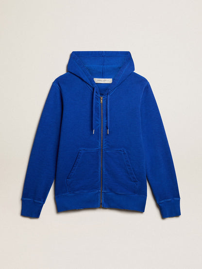 Men's blue-colored hoodie with lettering on the back - Golden Goose Men