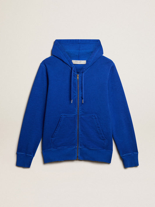 Men's blue-colored hoodie with lettering on the back - Golden Goose Men