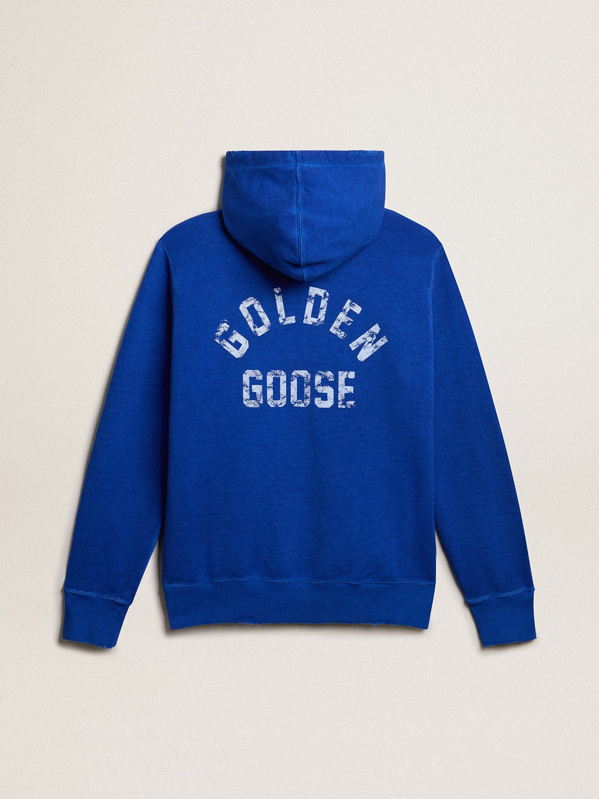Men's blue-colored hoodie with lettering on the back - Golden Goose Men