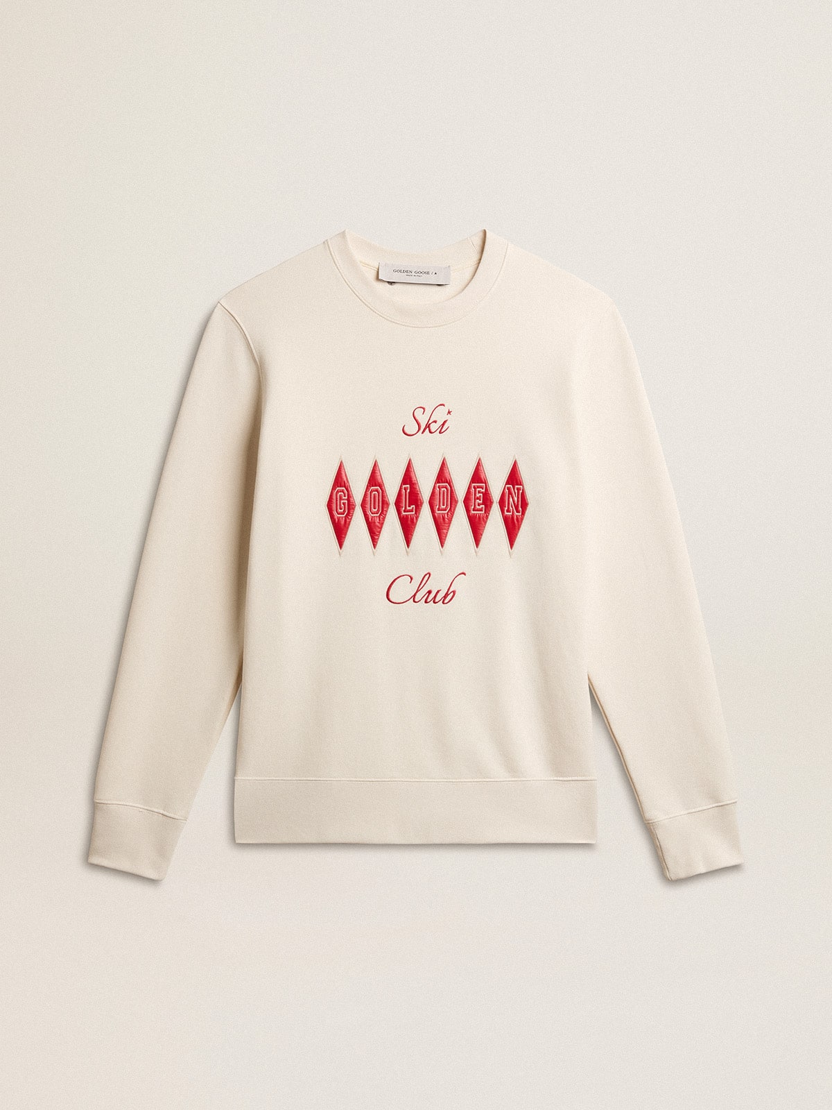 Men's cotton crew-neck sweatshirt with embroidered lettering - Golden Goose Men