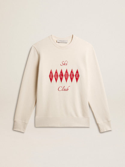 Men's cotton crew-neck sweatshirt with embroidered lettering - Golden Goose Men