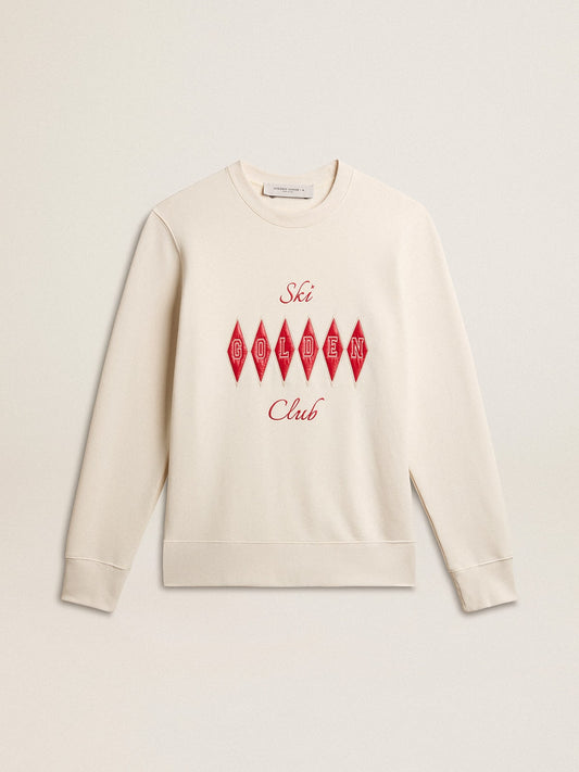 Men's cotton crew-neck sweatshirt with embroidered lettering - Golden Goose Men