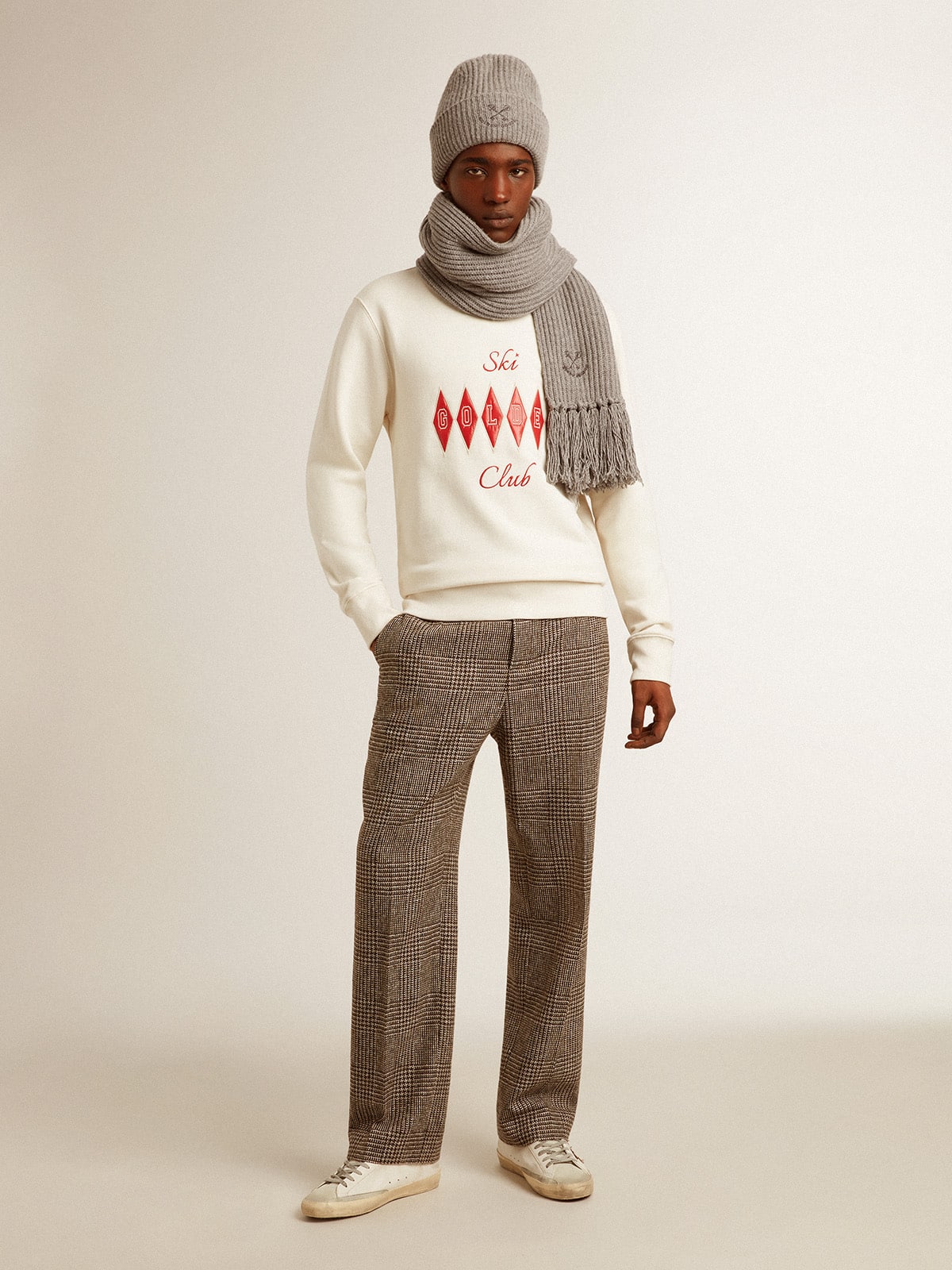 Men's cotton crew-neck sweatshirt with embroidered lettering - Golden Goose Men