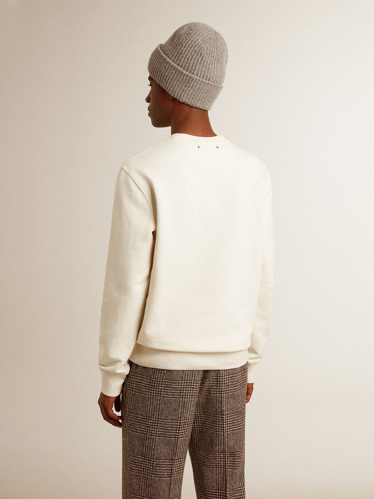 Men's cotton crew-neck sweatshirt with embroidered lettering - Golden Goose Men