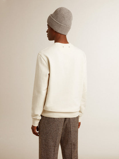 Men's cotton crew-neck sweatshirt with embroidered lettering - Golden Goose Men