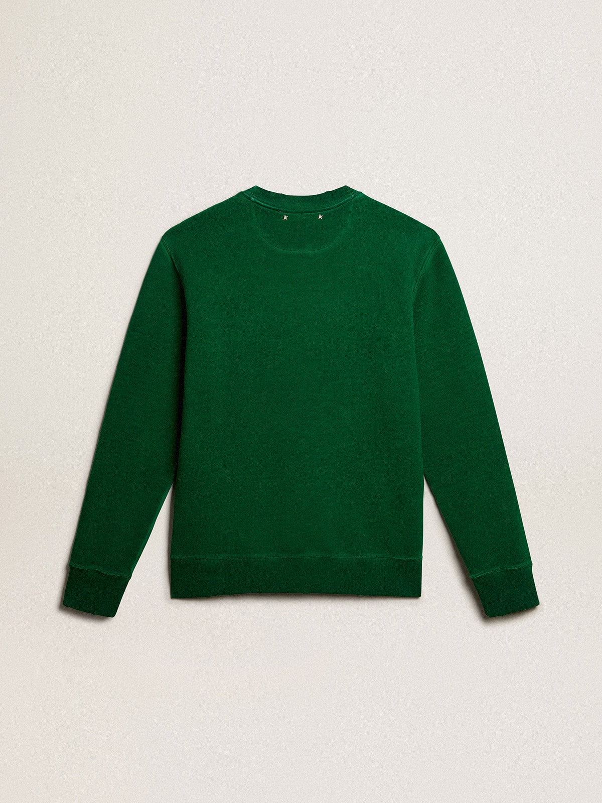 Round-neck sweatshirt in green cotton fleece - Golden Goose Men