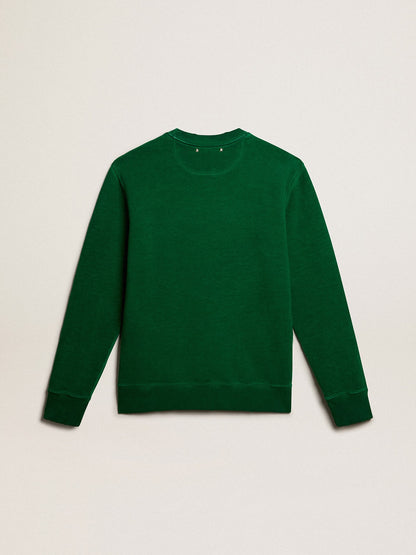 Round-neck sweatshirt in green cotton fleece - Golden Goose Men
