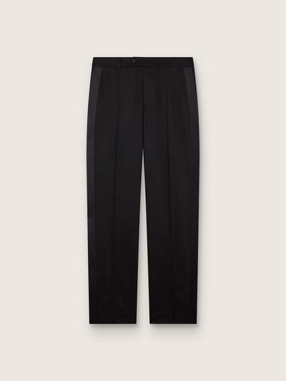 Men's pants in black cool wool with satin side stripe - Golden Goose Men