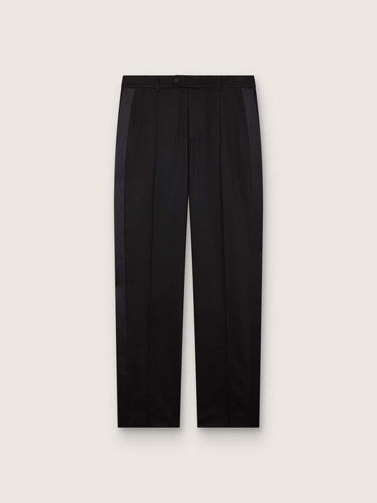 Men's pants in black cool wool with satin side stripe - Golden Goose Men
