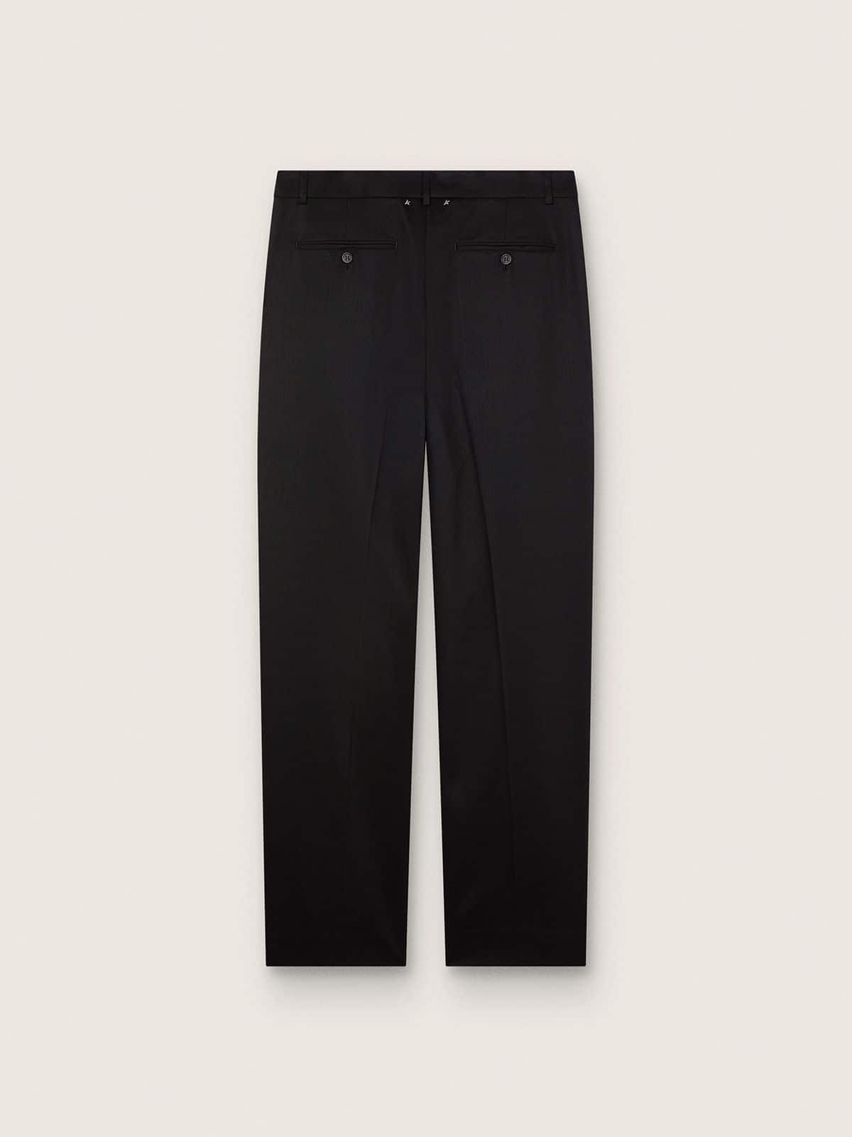 Men's pants in black cool wool with satin side stripe - Golden Goose Men