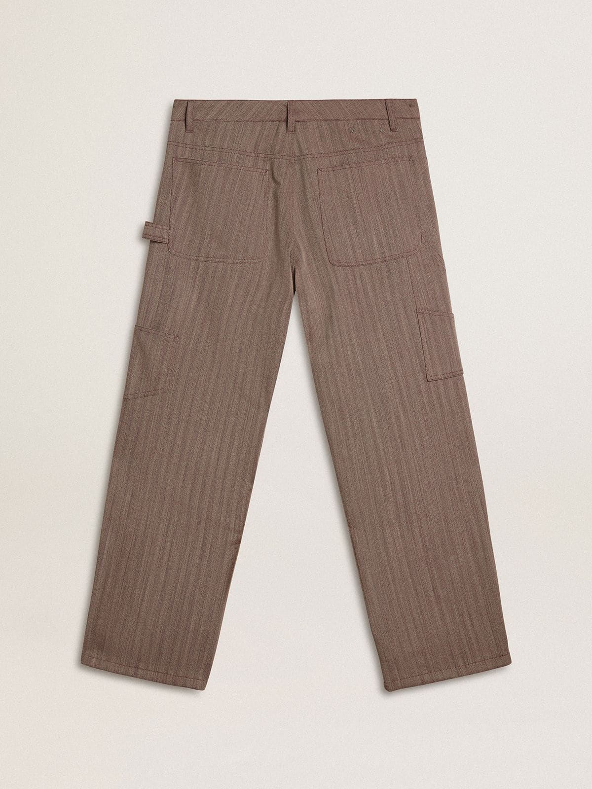 Men’s wool blend pants in light brown micro chevron - Golden Goose Men