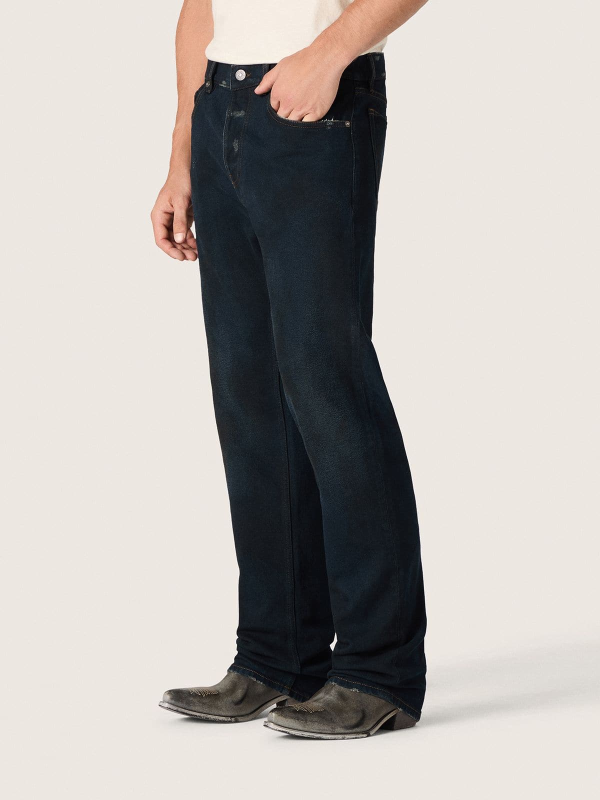 Men’s slim-fit jeans in dark indigo stretch denim - Golden Goose Men