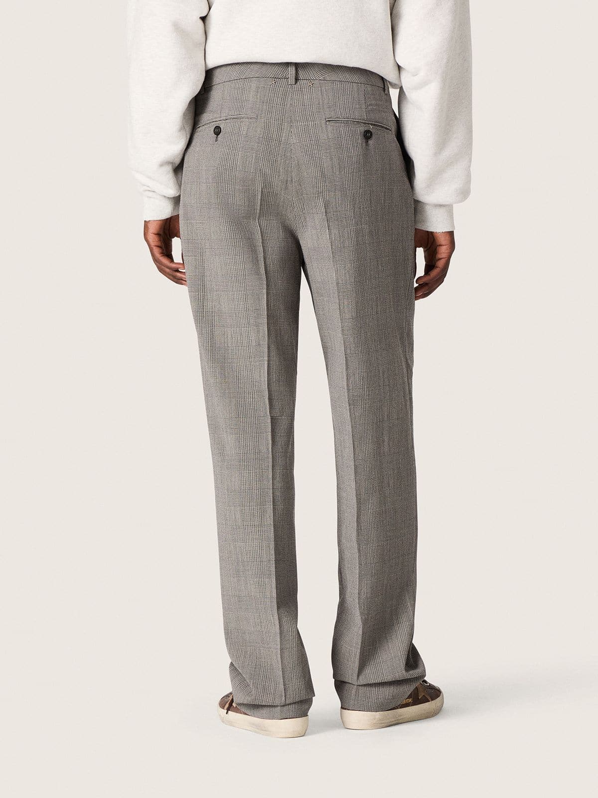 Men’s slim-fit pants in gray Prince of Wales check - Golden Goose Men