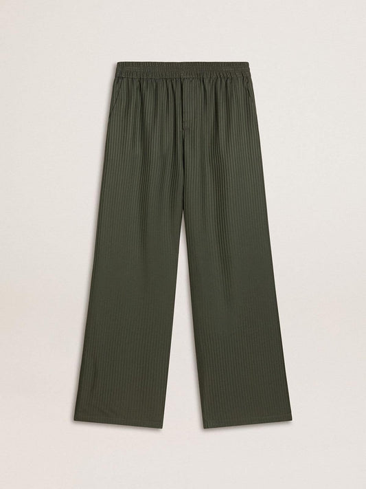 Men's dark green joggers with vertical stripes - Golden Goose Men