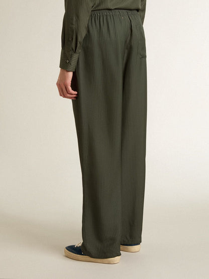 Men's dark green joggers with vertical stripes - Golden Goose Men