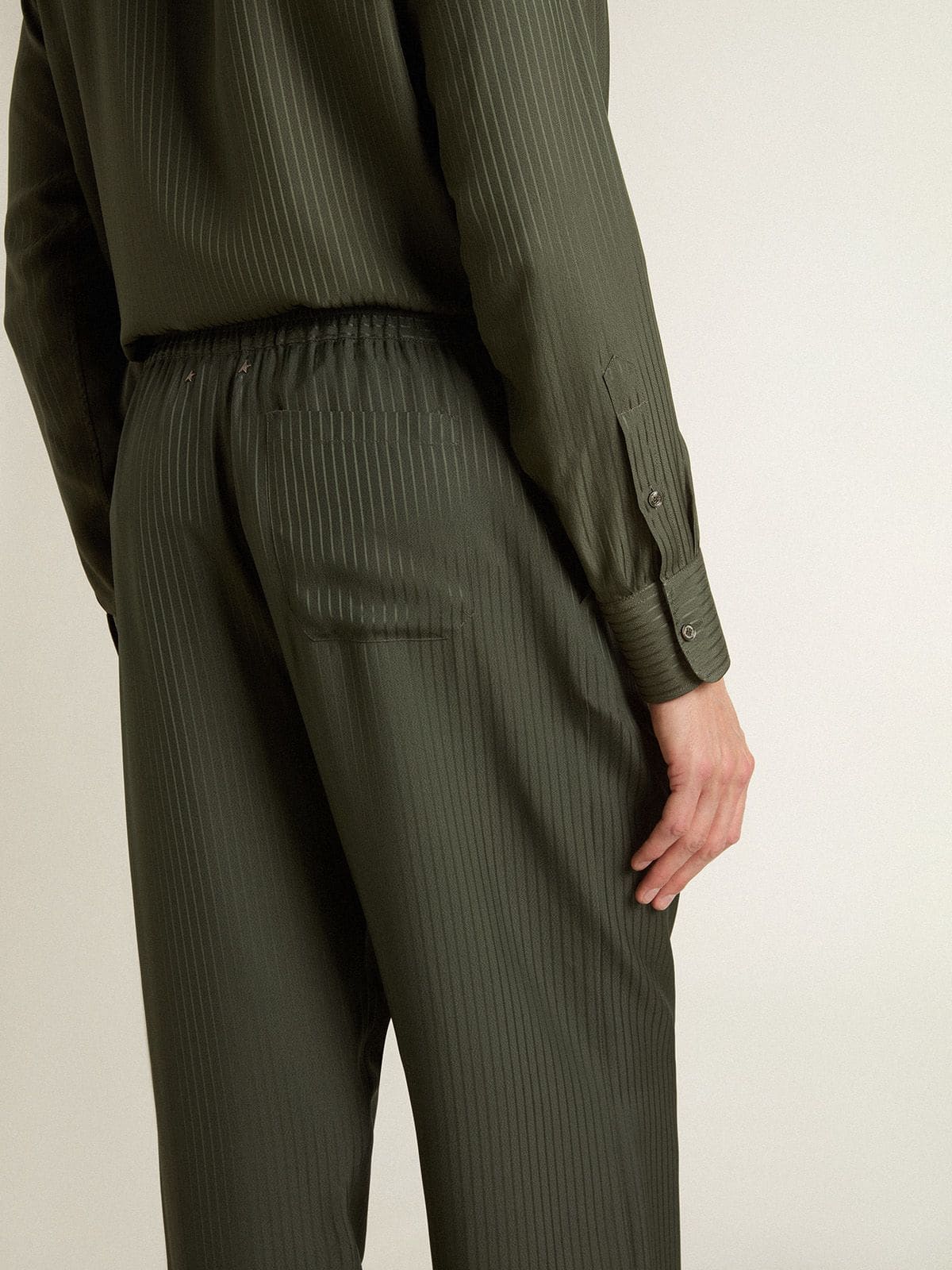 Men's dark green joggers with vertical stripes - Golden Goose Men