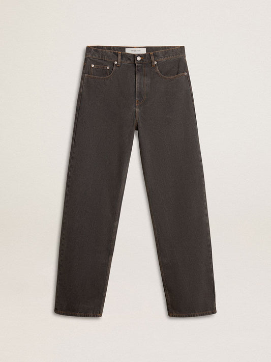 Men's dark gray jeans in twist crease-wash denim - Golden Goose Men