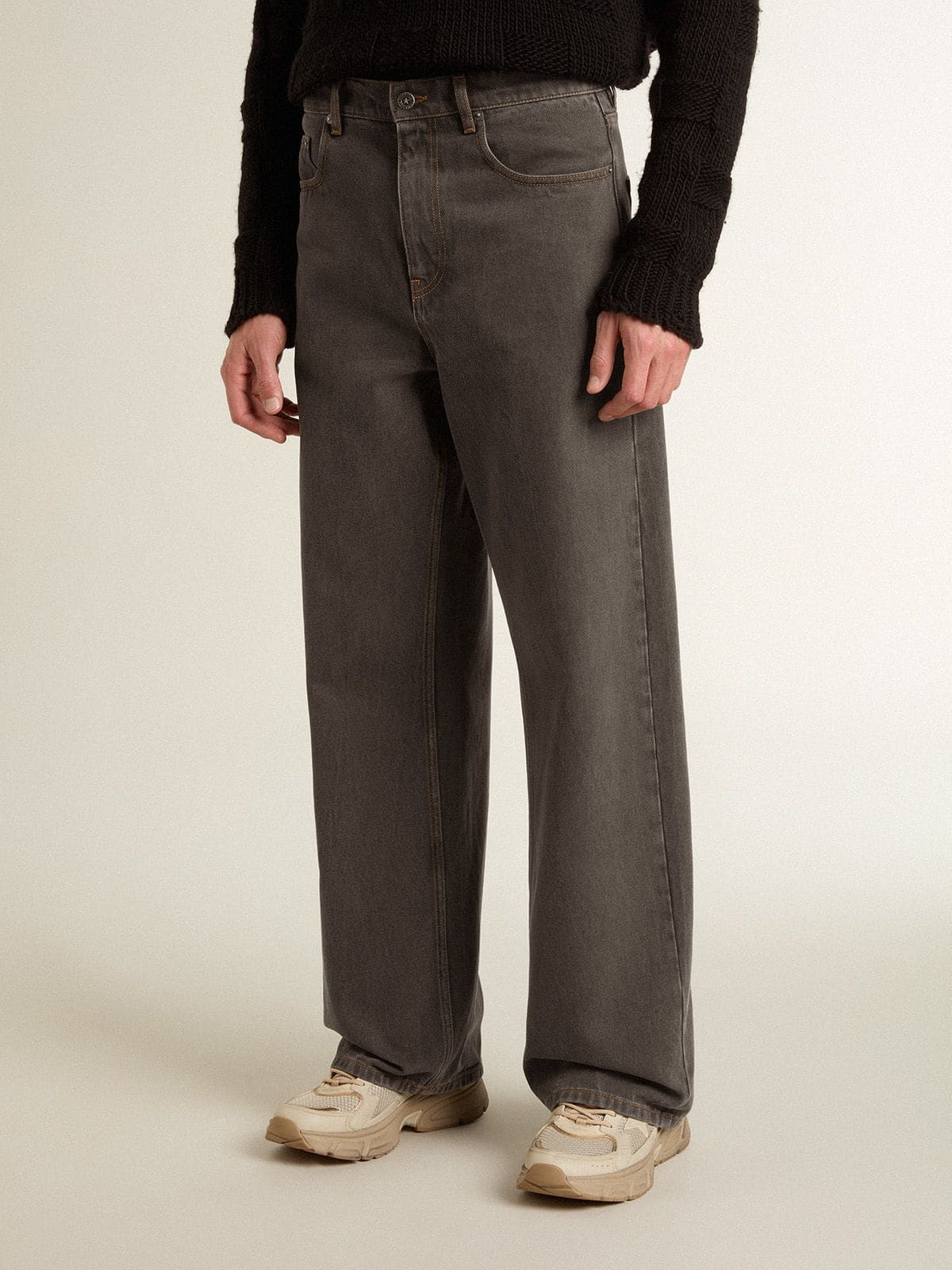 Men's dark gray jeans in twist crease-wash denim - Golden Goose Men