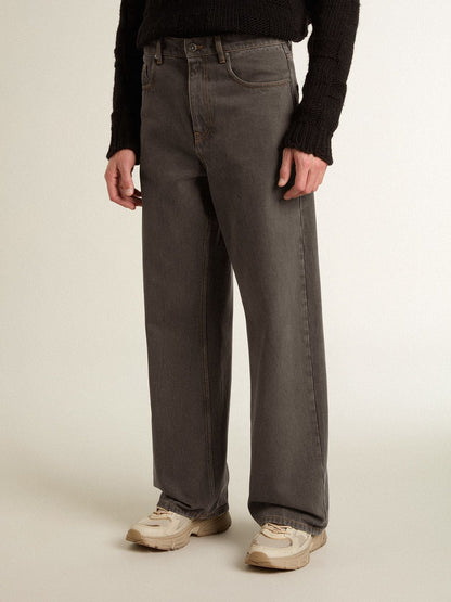 Men's dark gray jeans in twist crease-wash denim - Golden Goose Men