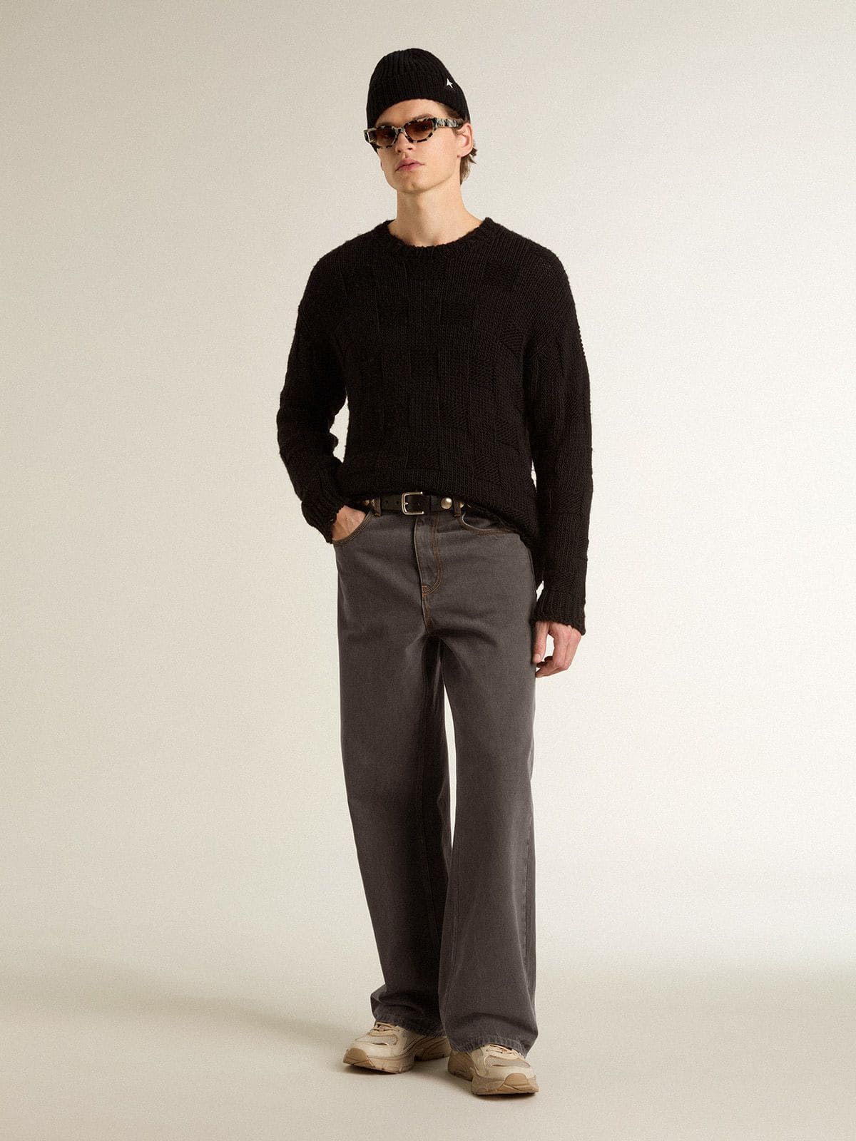 Men's dark gray jeans in twist crease-wash denim - Golden Goose Men