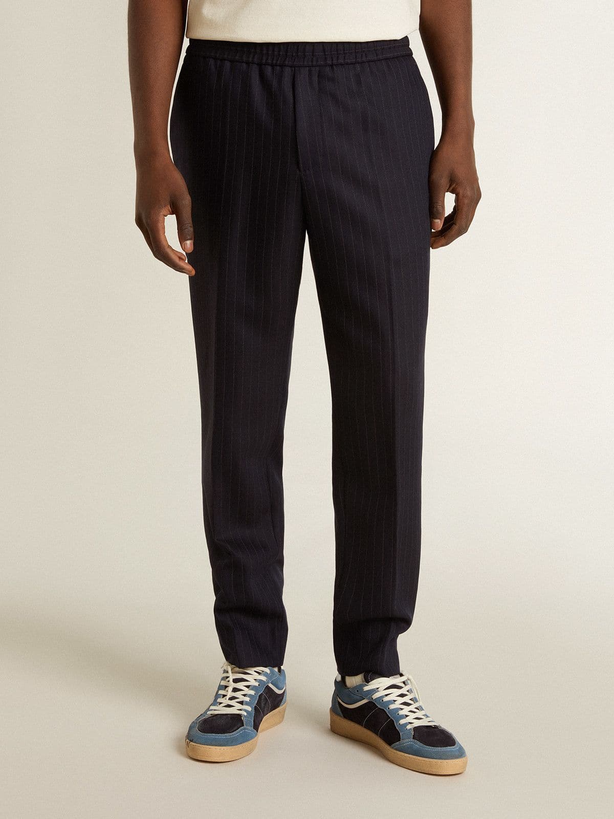 Men's wool pants with vertical thin stripes - Golden Goose Men