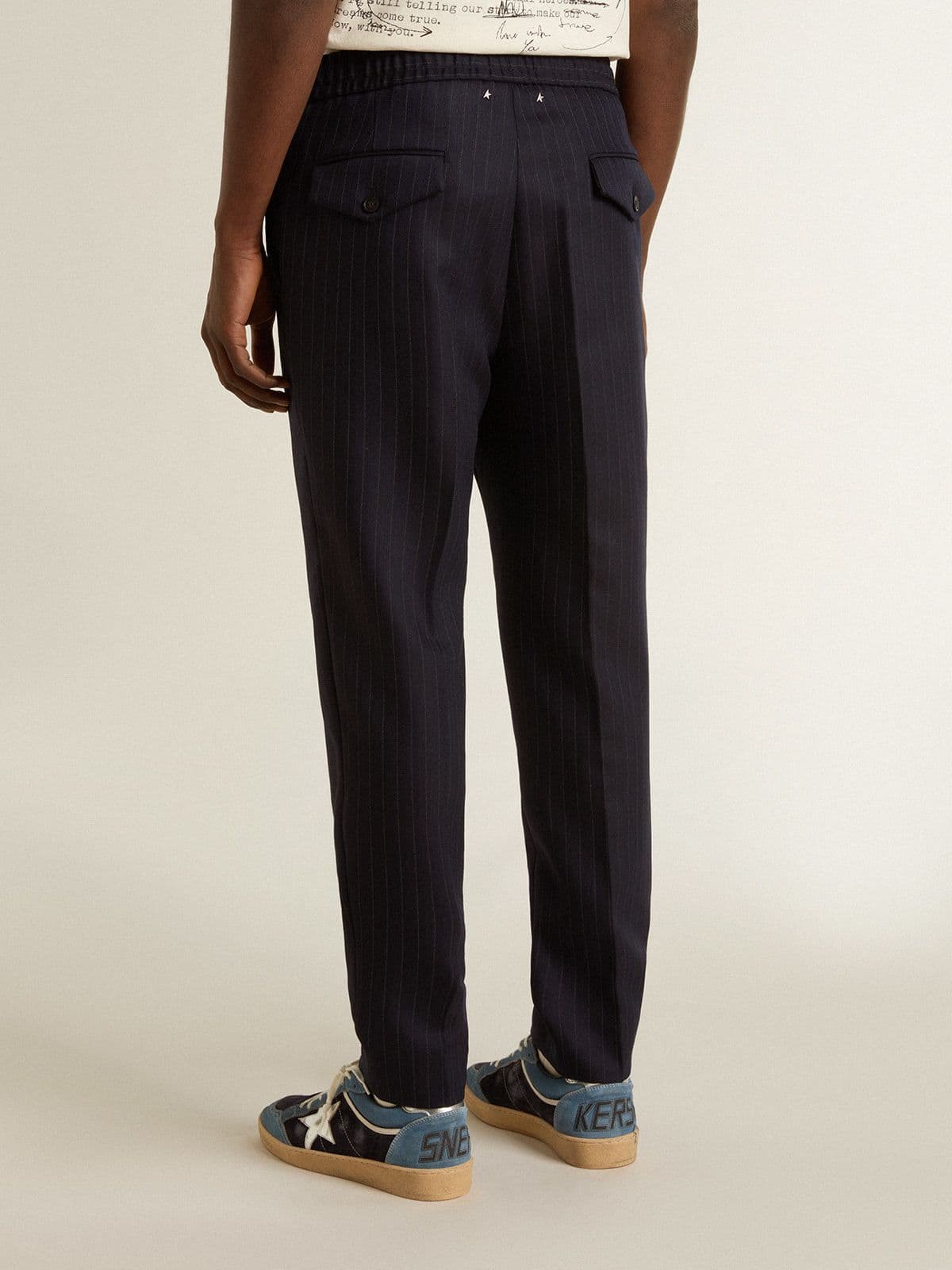 Men's wool pants with vertical thin stripes - Golden Goose Men